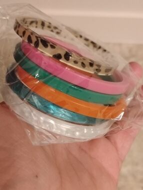 Stackable Bangle Bracelets - Pink, Green, Orange, Teal, White, Leopard